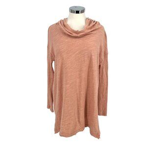 Free People Beach In A Hurry Hoodie Side Slit Pale Peach Pink Pullover One Size